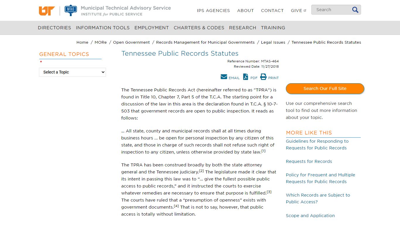 Tennessee Public Records Statutes | MTAS